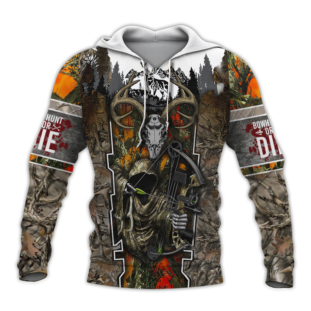 Death hunter hunting camo full over print hoodie