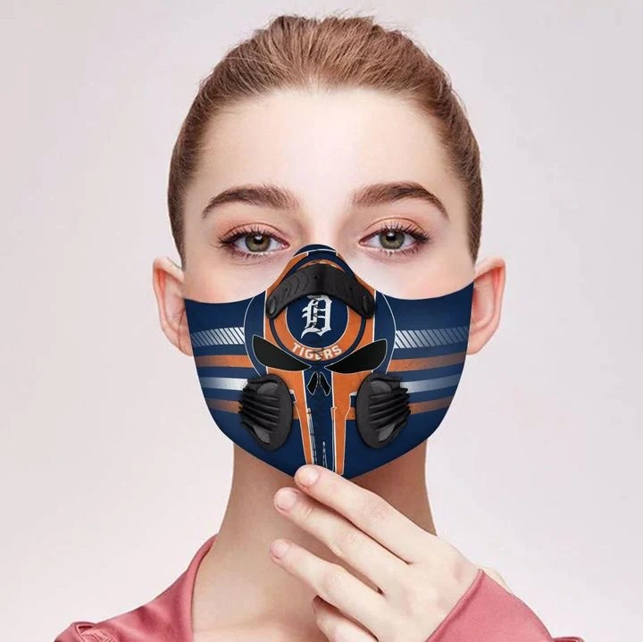 Detroit tigers punisher skull filter face mask
