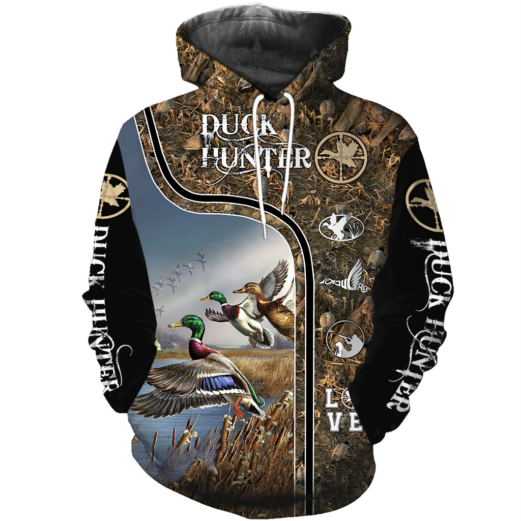 Duck hunter hunting camo full over print hoodie