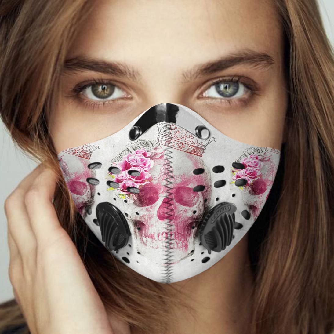 Floral skull queen carbon pm 2.5 face mask