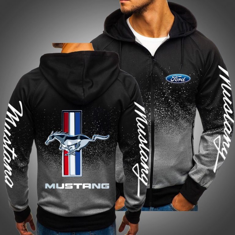 Ford Mustang 3d over print grey hoodie