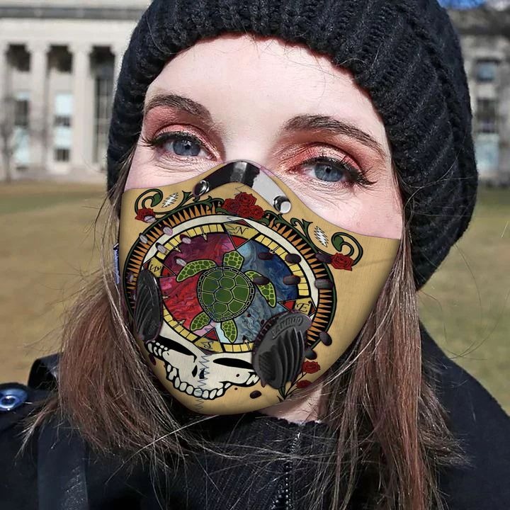 Grateful dead turtle filter face mask