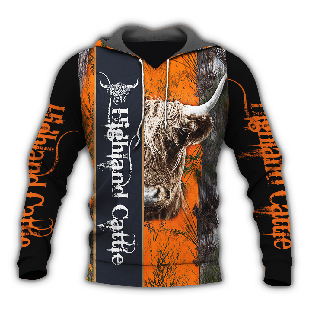 Highland cattle hunting camo full over print hoodie