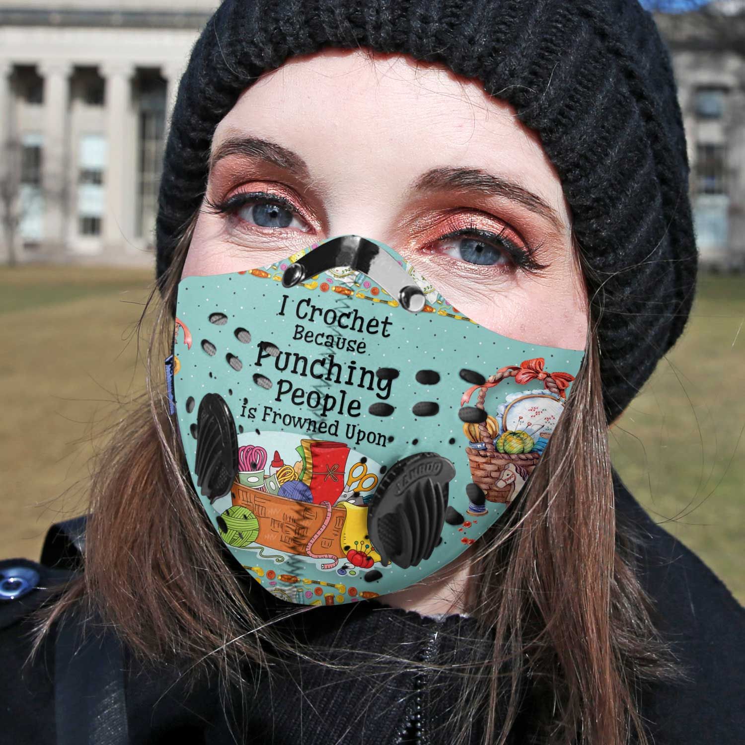 I crochet because punching is frowned upon filter activated carbon pm 2.5 face mask – maria