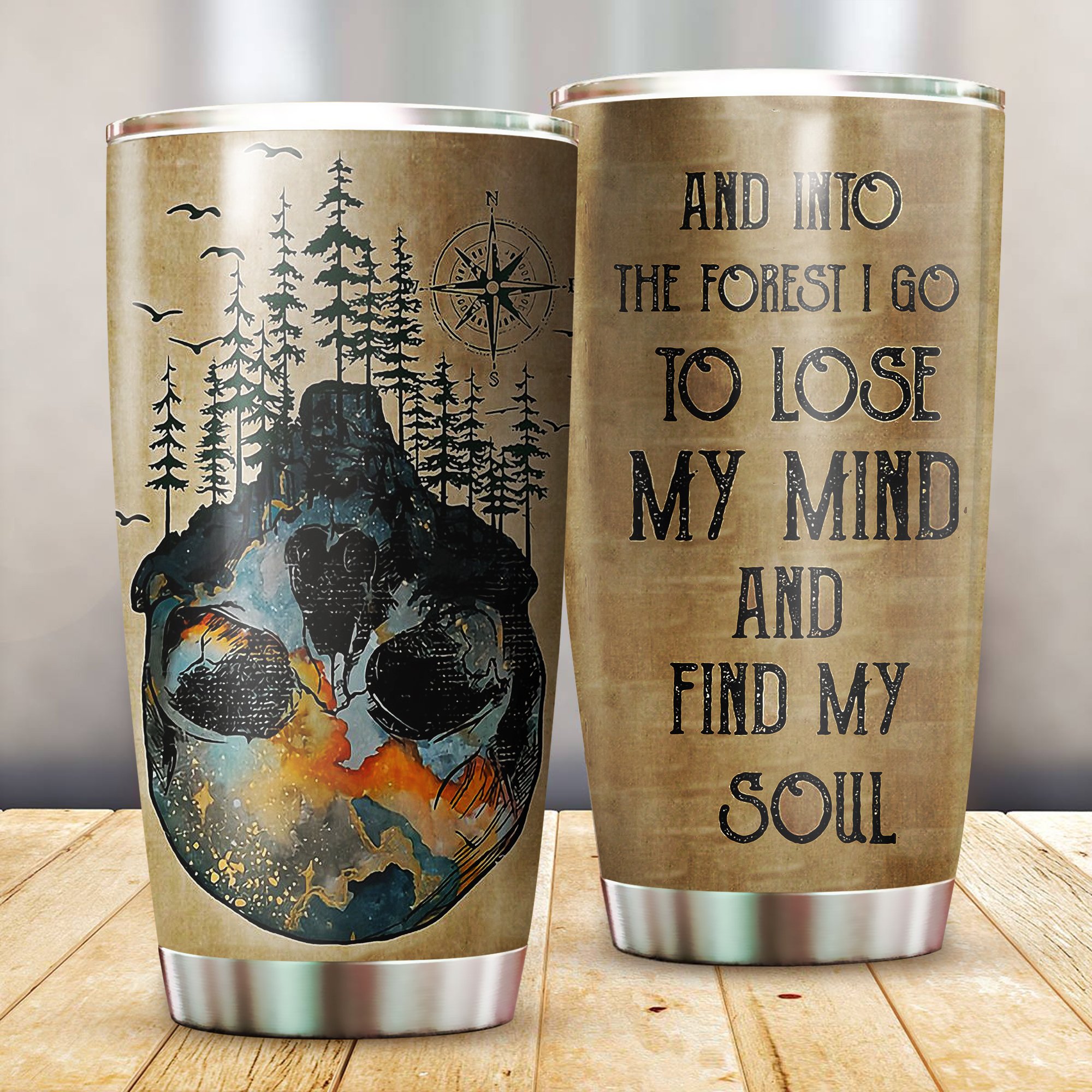 Into the forest i go to lose my mind and find my soul forest skull tumbler – maria