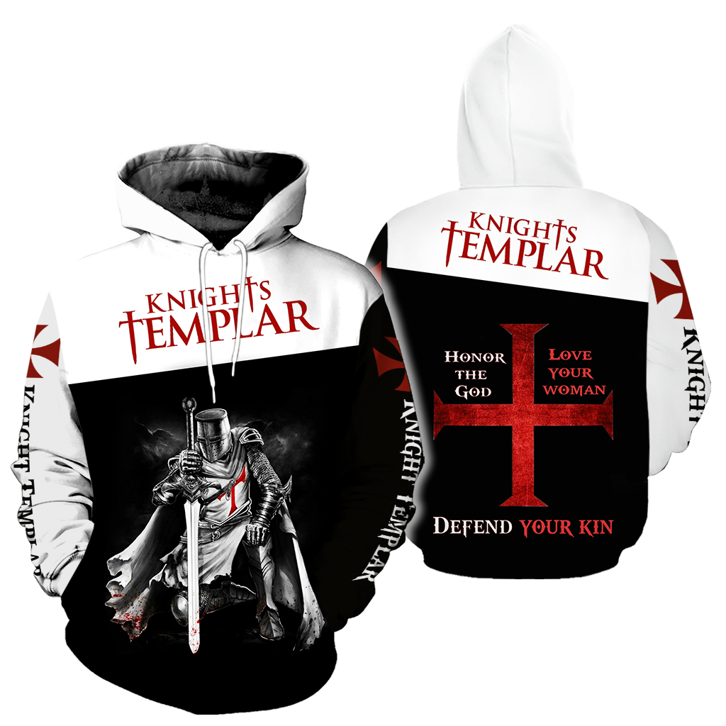 Knight templar honor the god love your woman full over print hoodie