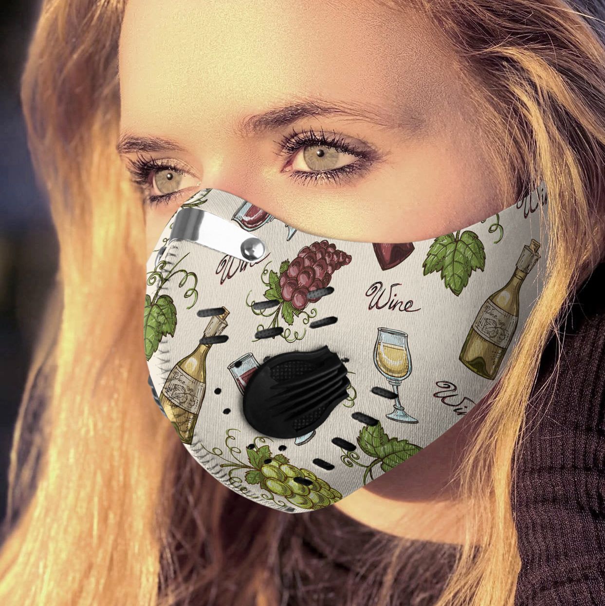 Love wine carbon pm 2.5 face mask