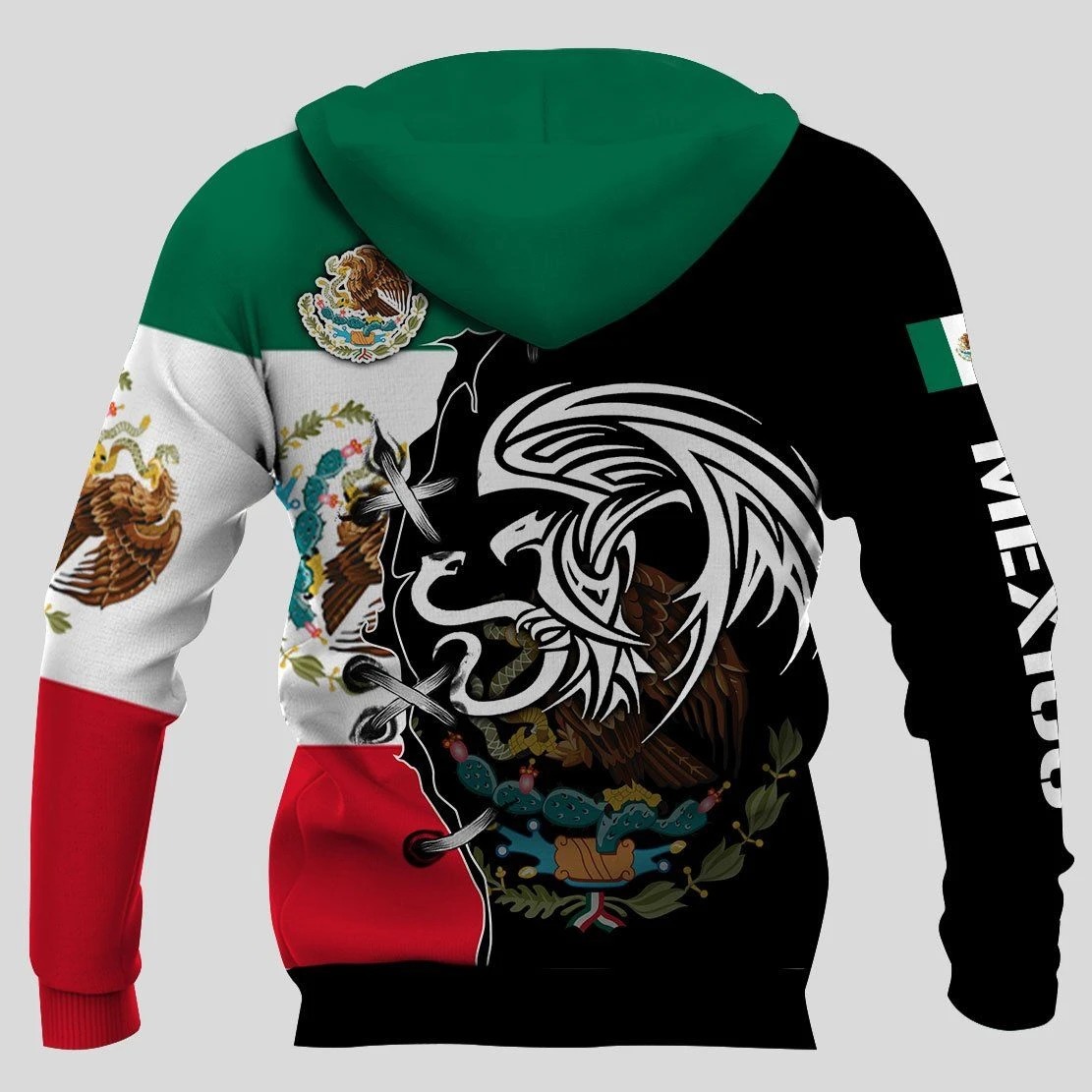 Mexico golden eagle personalize custom name 3d full printing hoodie back