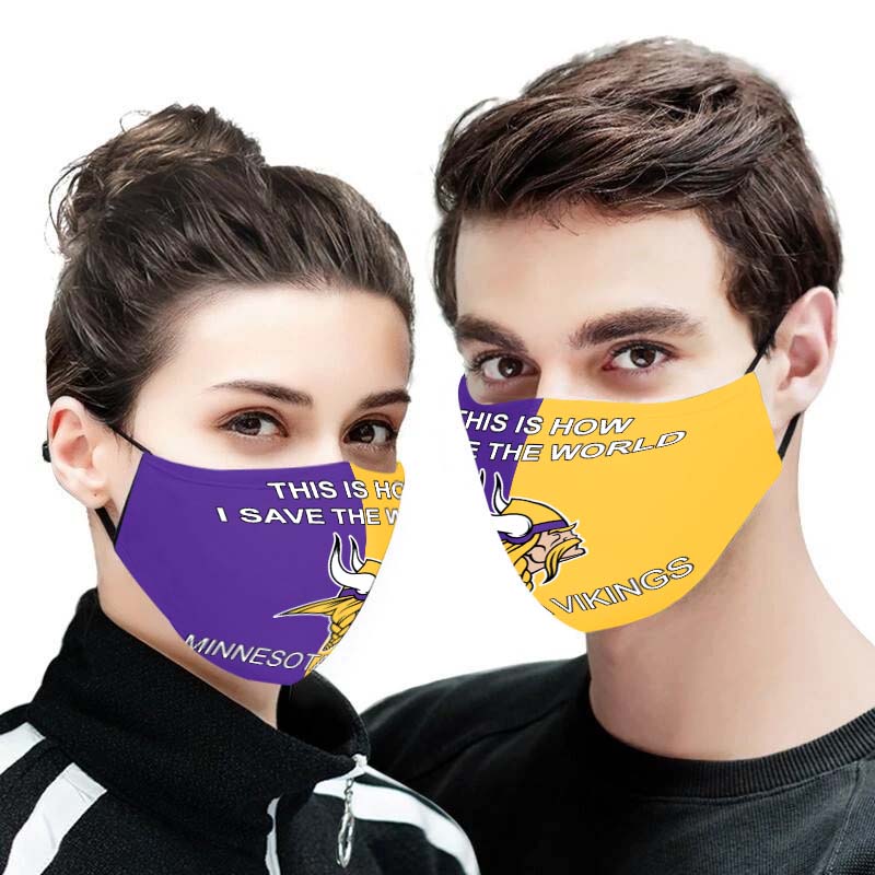 Minnesota Vikings this is how i save the world face mask - detail