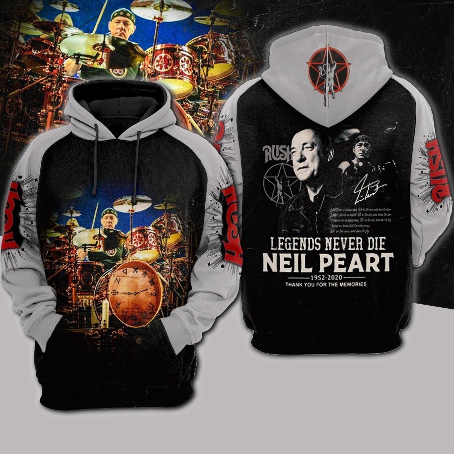 Neil Peart Legends Never Die full print 3D hoodie