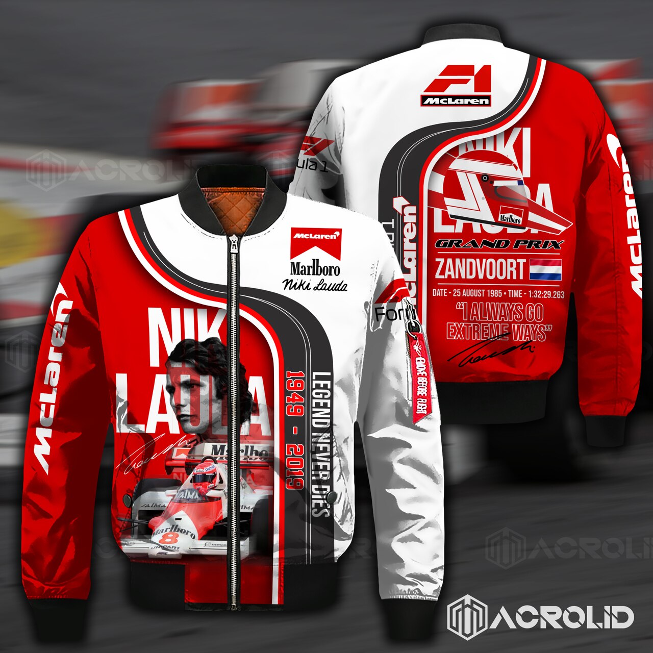 Niki lauda 1949 2019 legends never die all over print bomber jacket 1