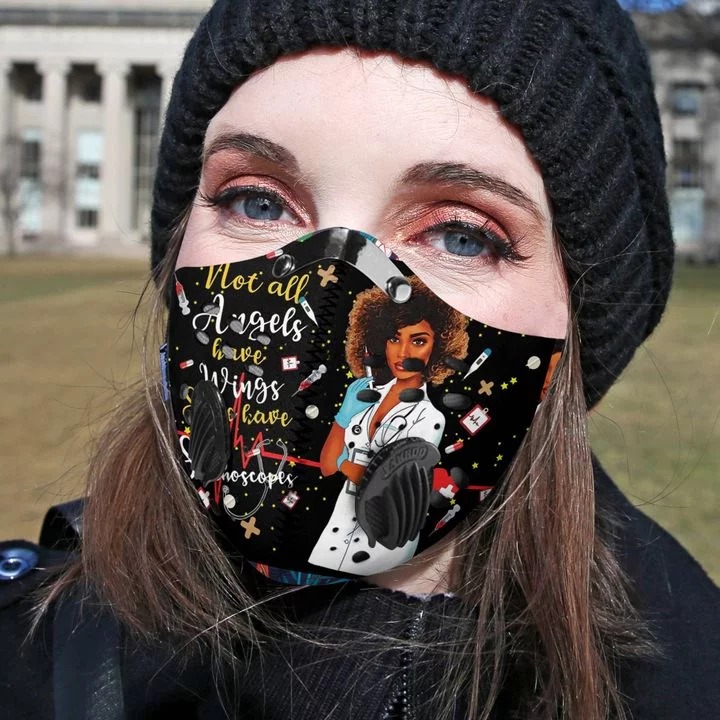 Nurse Angles Custom Name Filter Activated Carbon Pm 2.5 Fm Face Mask Pic 1