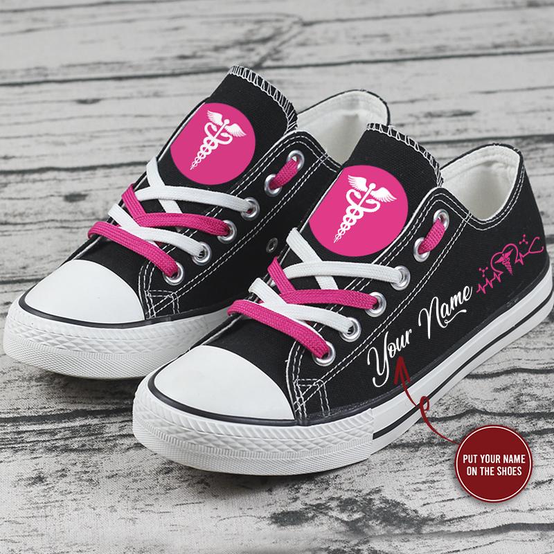 Nurse pink custom name personalized low top shoes