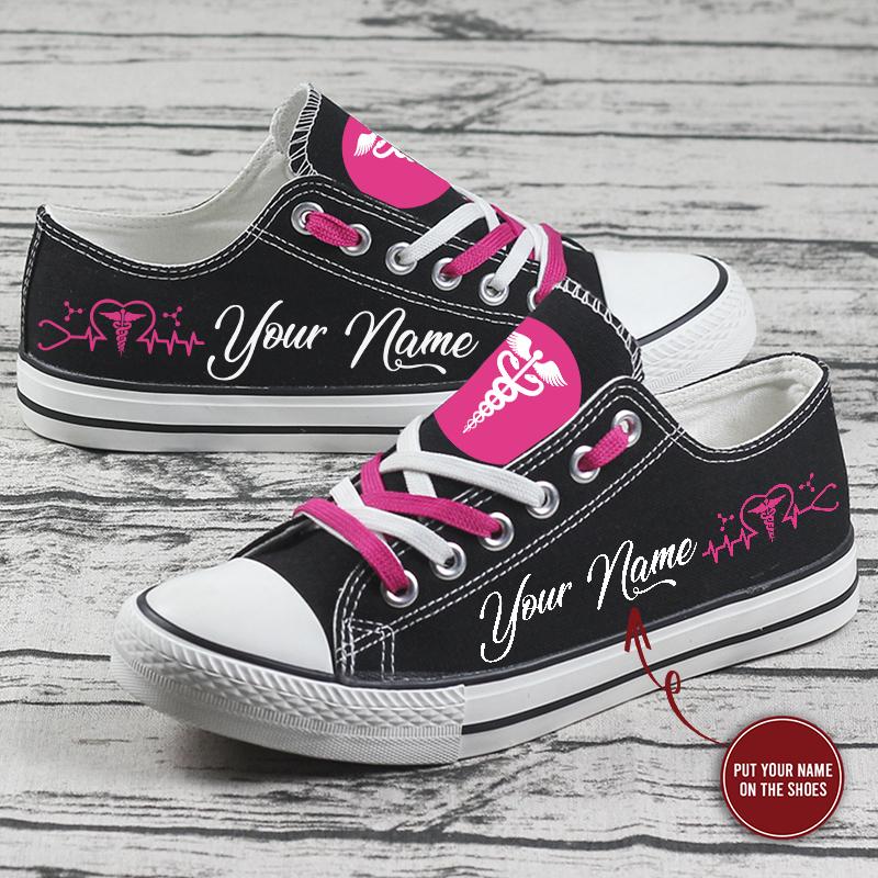 Nurse pink custom name personalized low top shoes