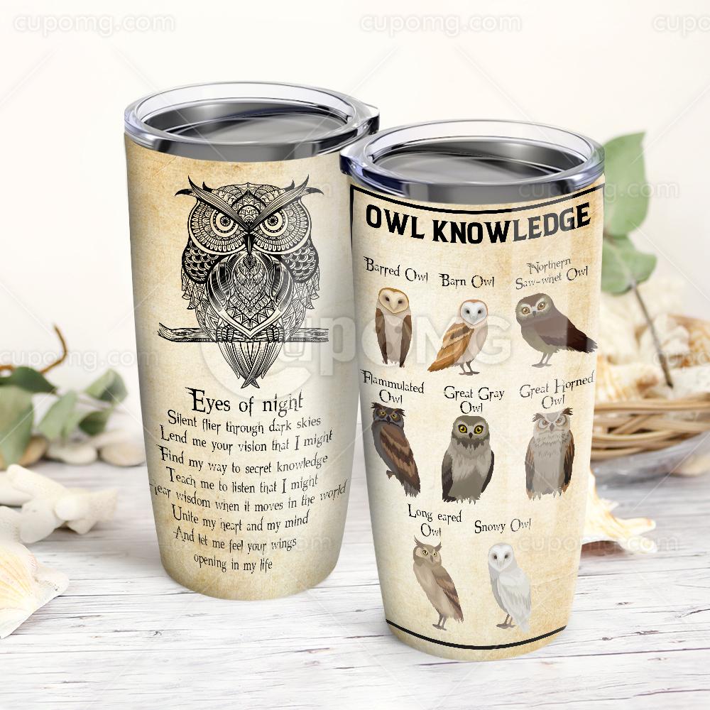 Owl knowledge full over print tumbler – maria
