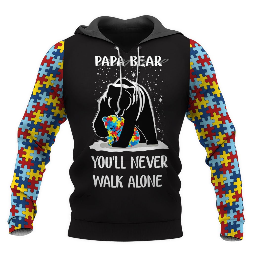 Papa bear autism awareness full over print hoodie