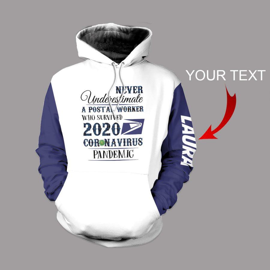 Personalized Never Underestimate A Postal Worker Coronavirus 3d hoodie