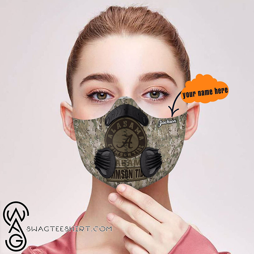 Personalized alabama crimson tide camo filter activated carbon face mask
