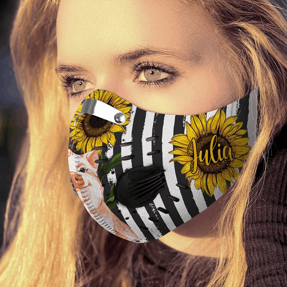 Personalized american flag sunflower pig carbon pm 2.5 face mask – maria