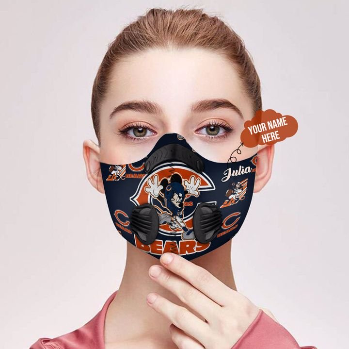 Personalized chicago bears mickey mouse carbon pm 2,5 face mask 2