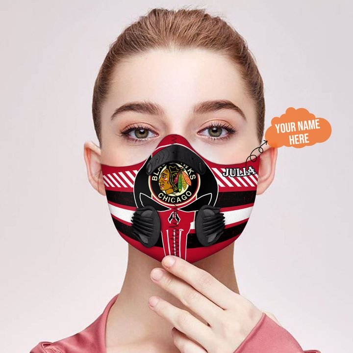 Personalized chicago blackhawks skull carbon pm 2,5 face mask 2