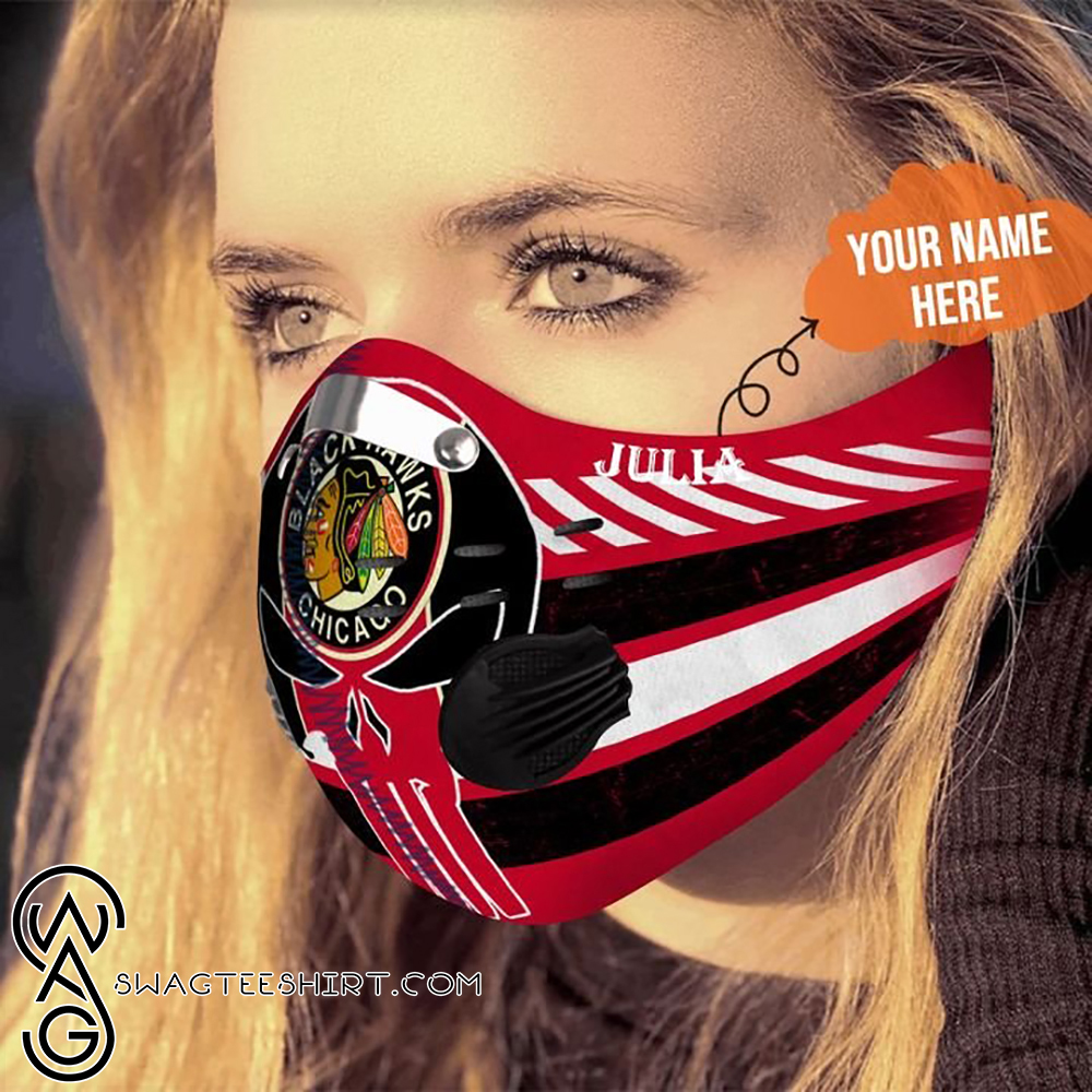 Personalized chicago blackhawks skull carbon pm 2,5 face mask