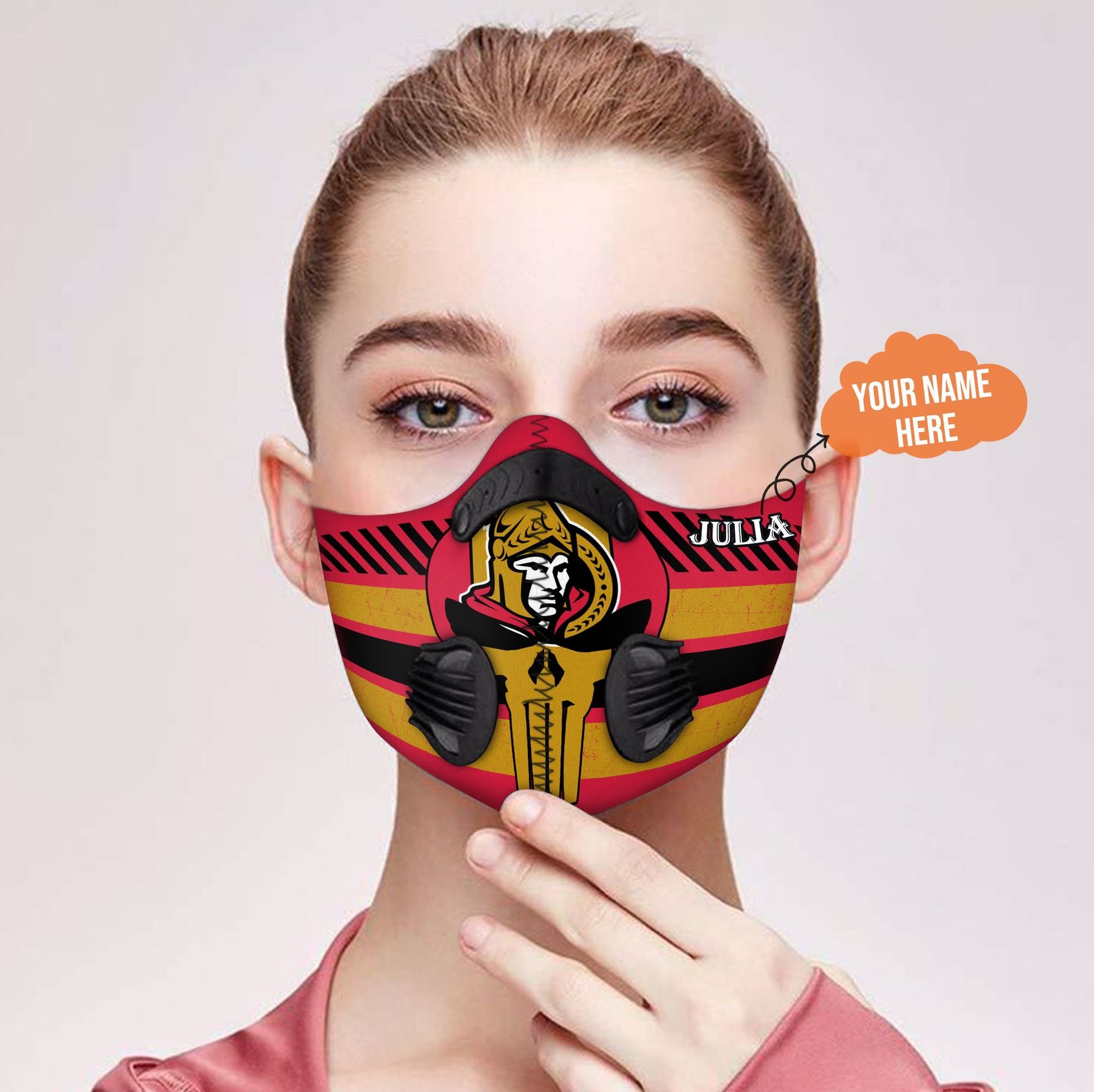 Personalized custom name Ottawa senators punisher skull filter face mask - Pic 1