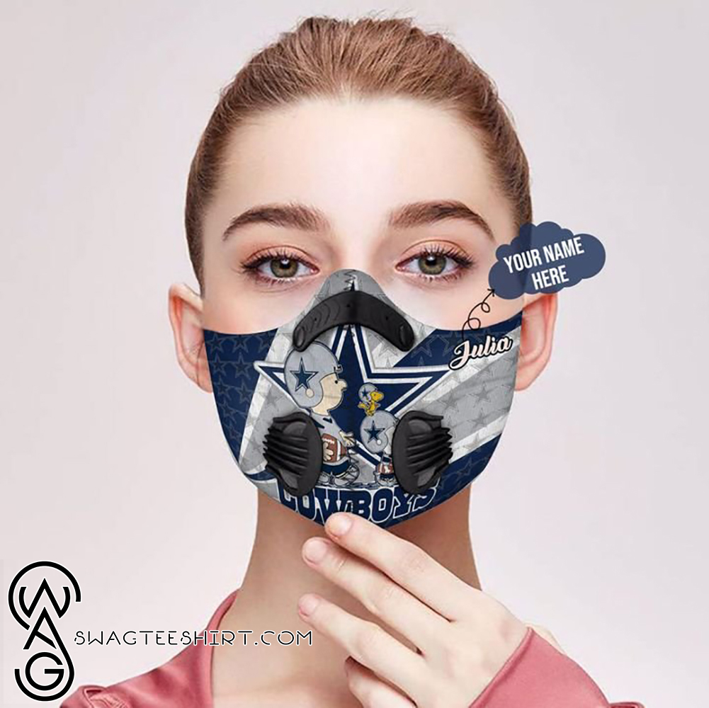 Personalized dallas cowboys charlie and snoopy filter activated carbon face mask