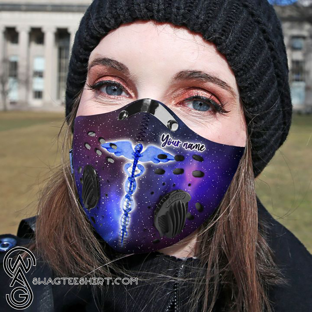 Personalized galaxy caduceus symbol nurse filter activated carbon face mask