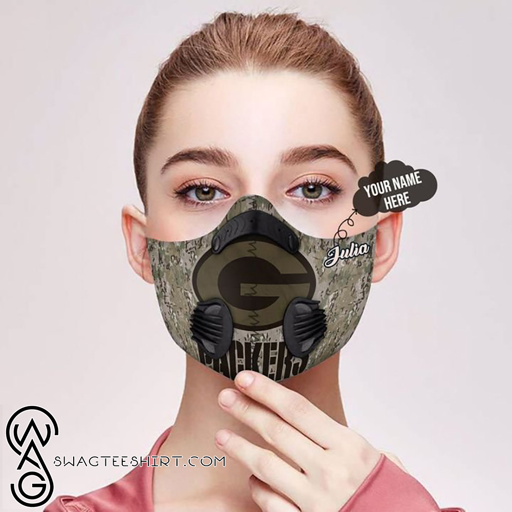 Personalized green bay packers camo filter activated carbon face mask