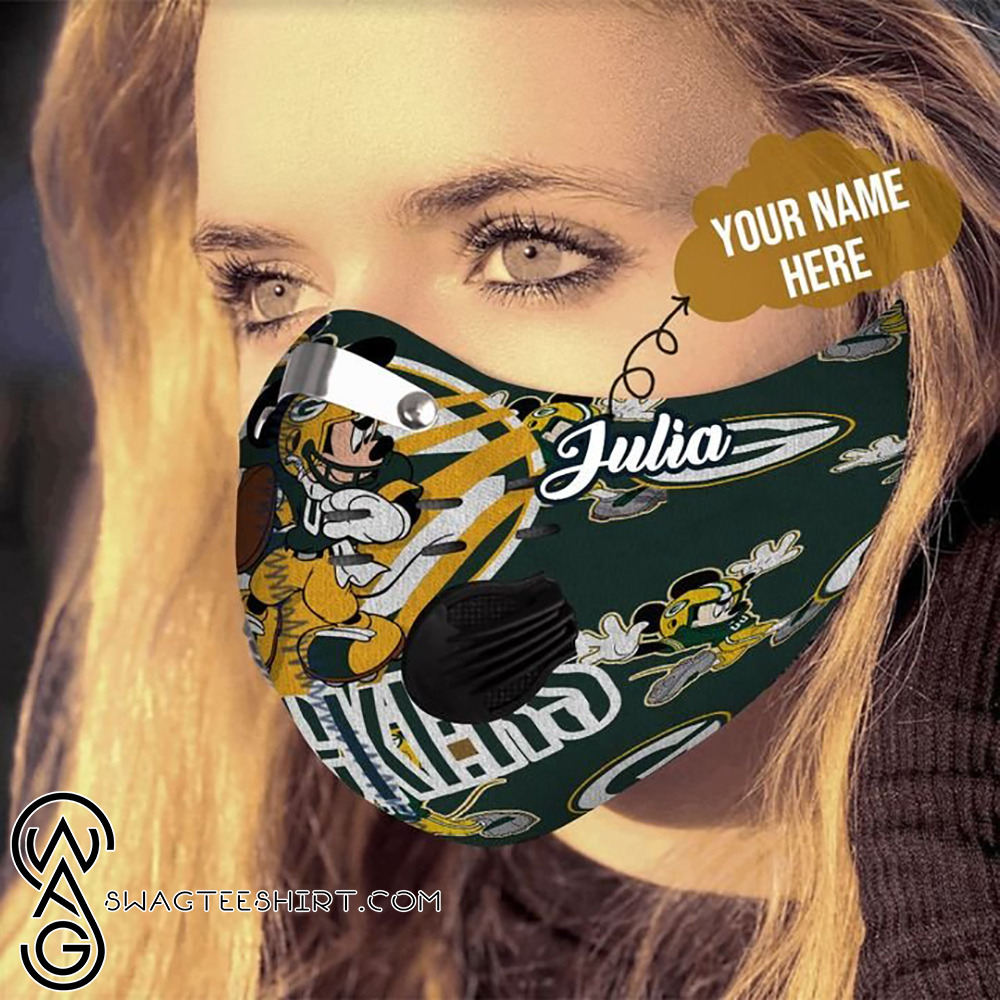 Personalized green bay packers mickey mouse filter carbon face mask – maria