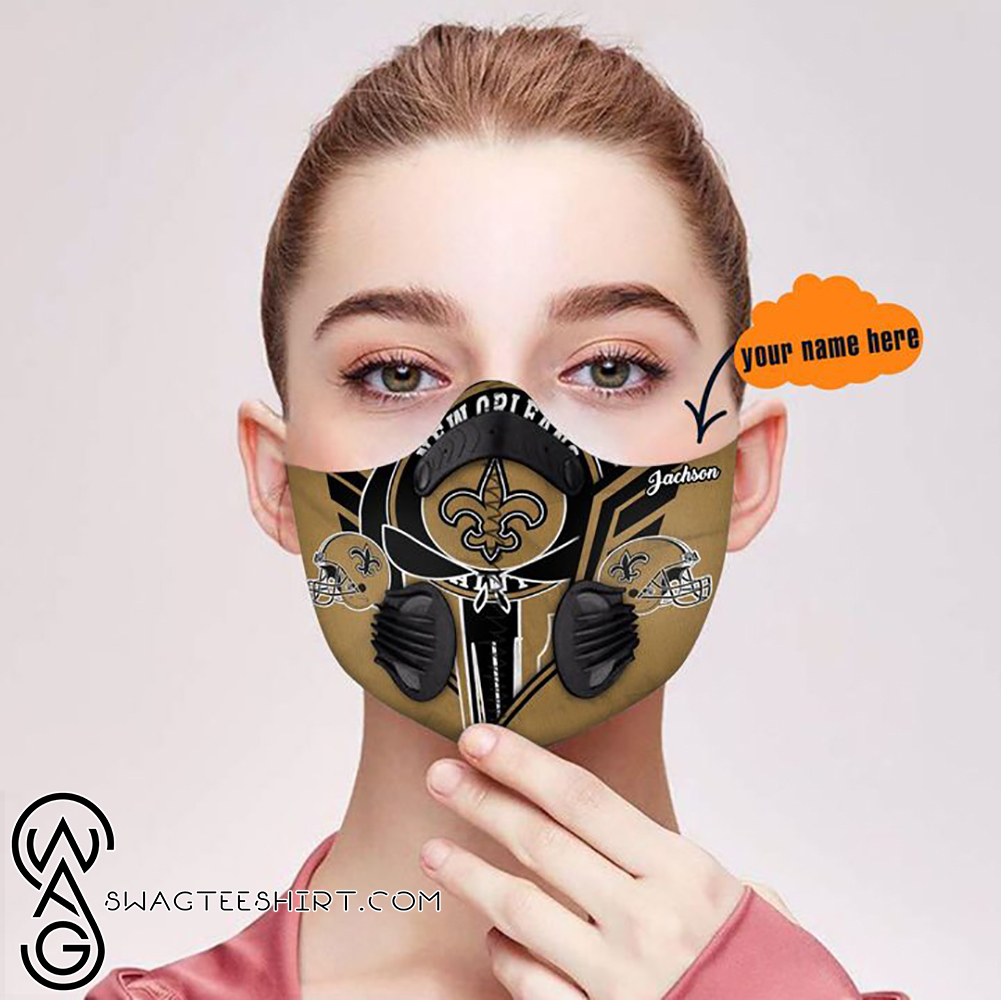 Personalized new orleans saints warrior filter activated carbon face mask