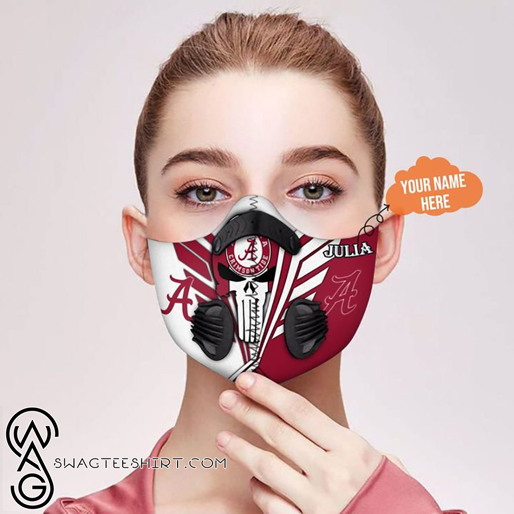 Personalized nfl alabama crimson tide skull filter activated carbon face mask