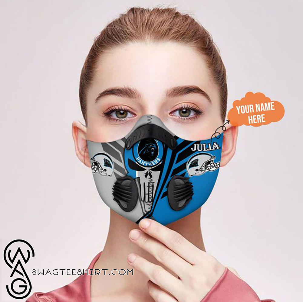 Personalized skull carolina panthers filter activated carbon face mask