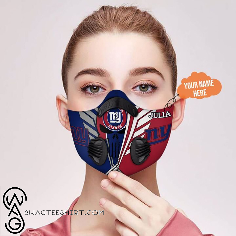 Personalized skull new york giants filter activated carbon face mask
