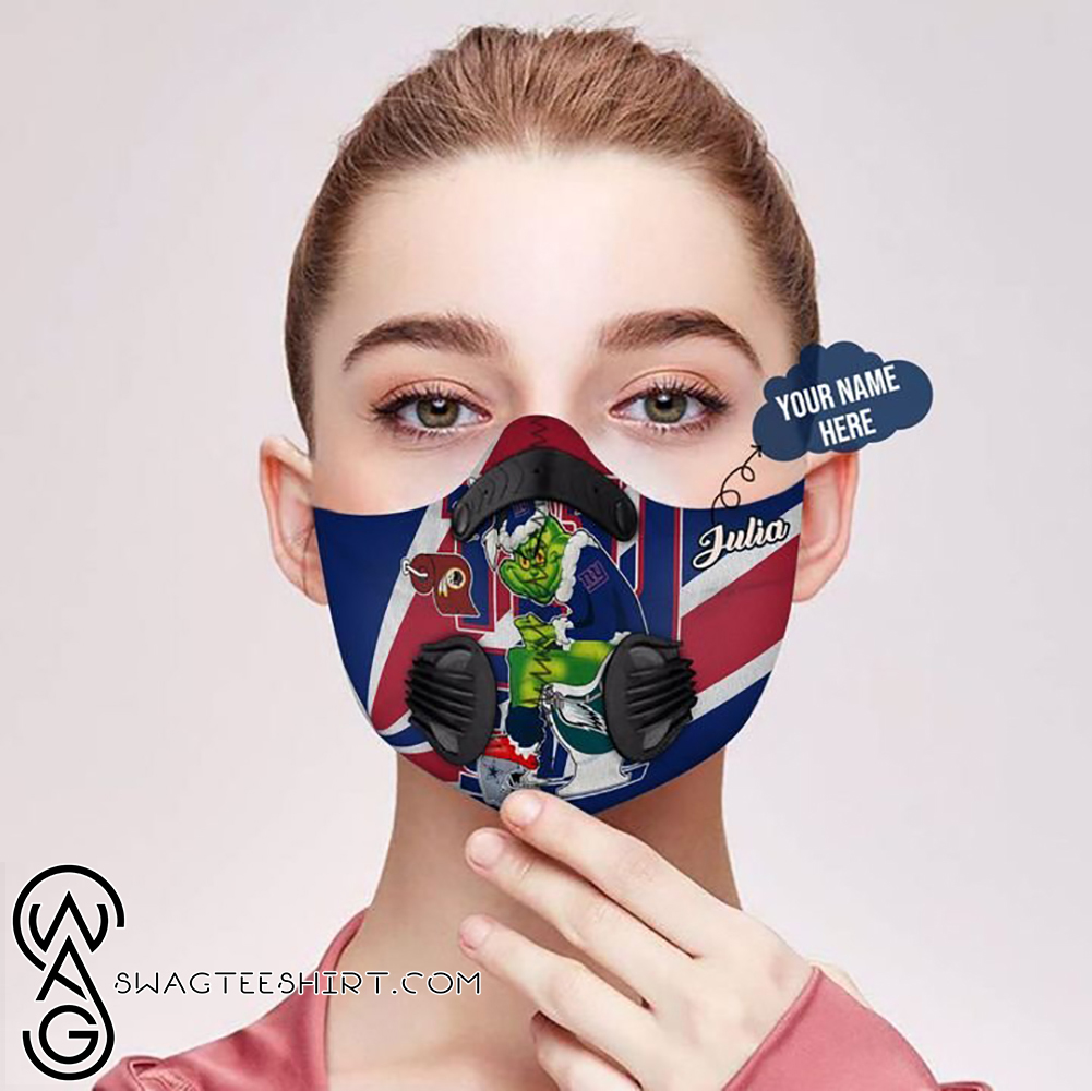 Personalized the grinch new york giants filter activated carbon face mask