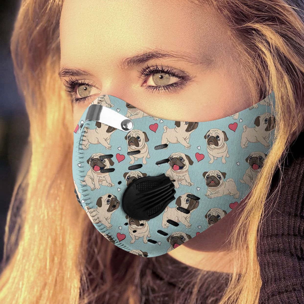 Pug dog carbon pm 2.5 face mask – maria
