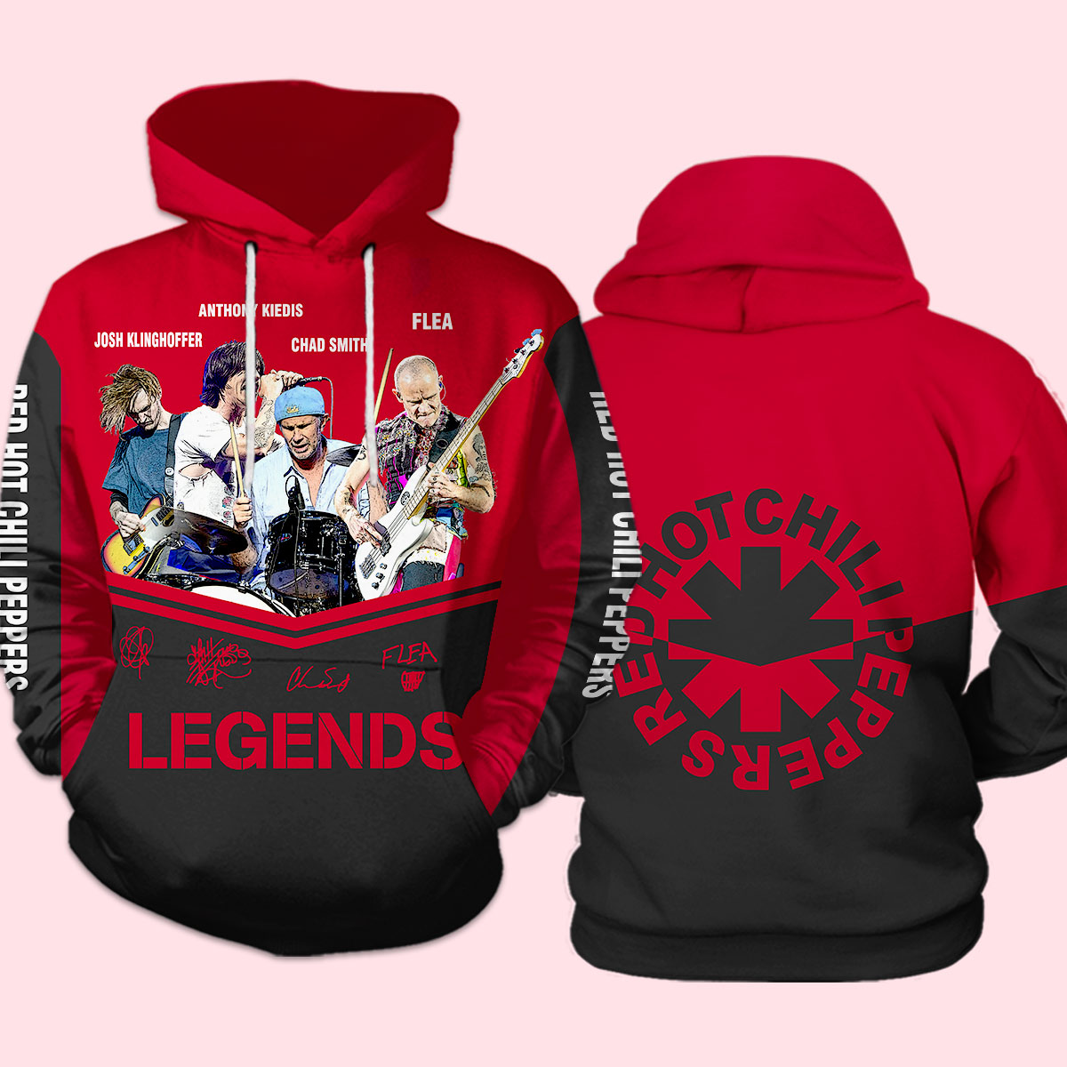 Red hot chili peppers signatures full over print hoodie