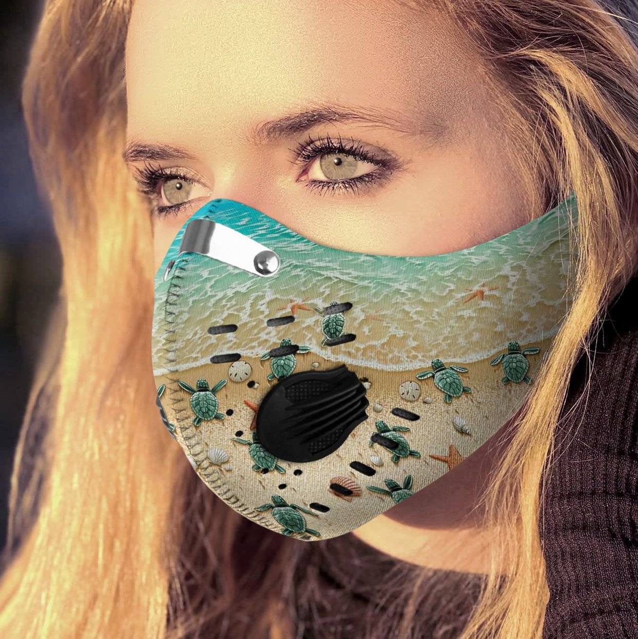Save sea turtle carbon pm 2.5 face mask