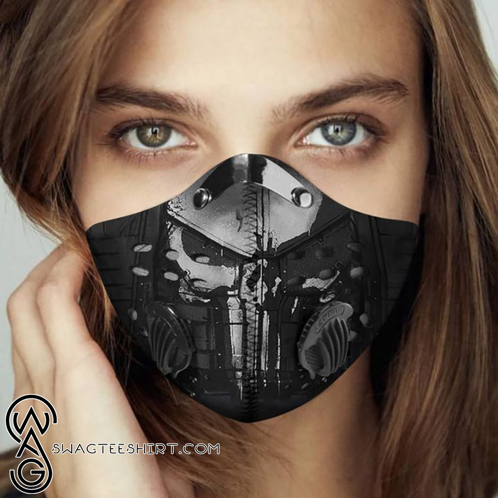 Silver skull filter activated carbon face mask
