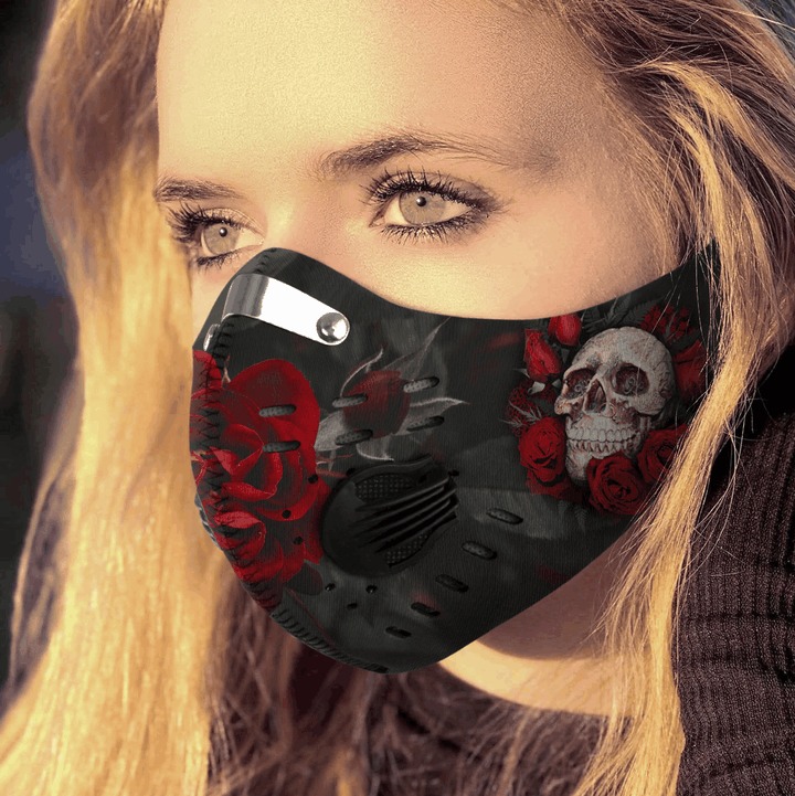 Skull Rose Filter Activated Carbon Pm 2.5 Fm Face Mask-3