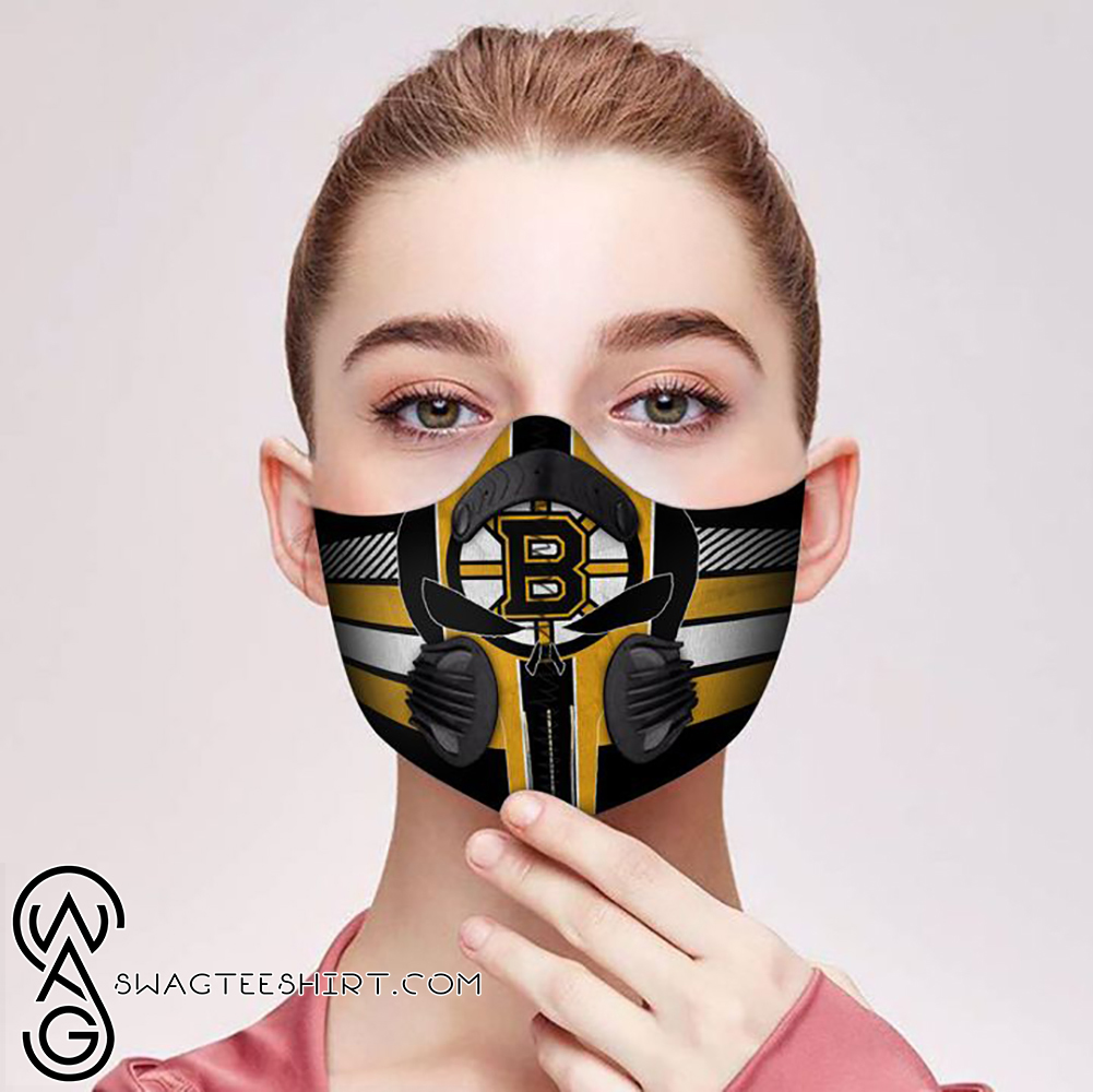 Skull boston bruins filter activated carbon face mask
