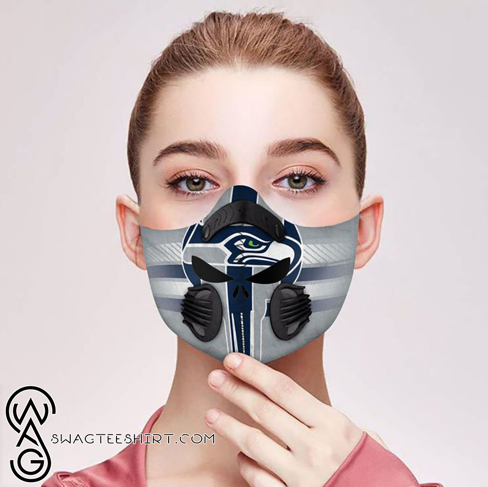 Skull seattle seahawks team filter activated carbon face mask