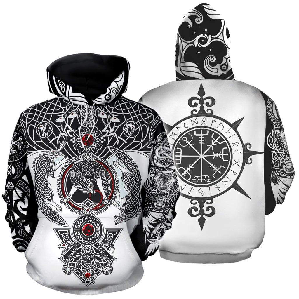 Viking fenrir tattoo full over print hoodie