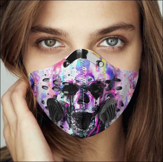 Watercolor skull filter activated carbon Pm 2.5 Fm face mask