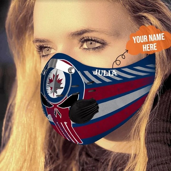 Winnipeg jets punisher skull personalized custom name filter face mask - Pic 2