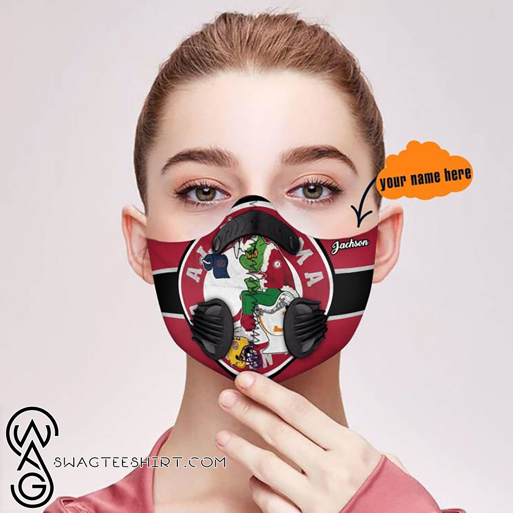 personalized the grinch alabama crimson tide filter activated carbon face mask