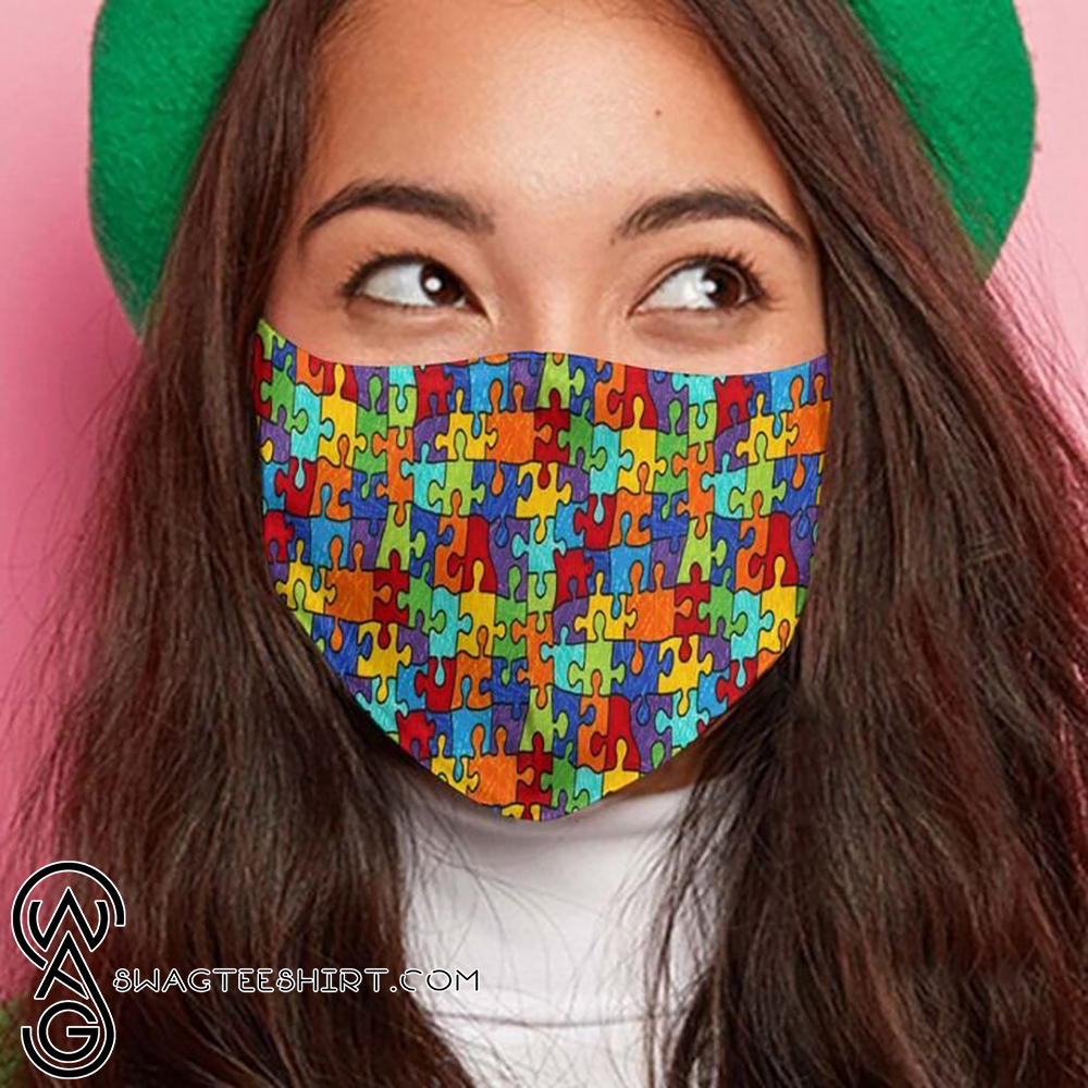 Autism awareness puzzle pieces anti-dust cotton face mask