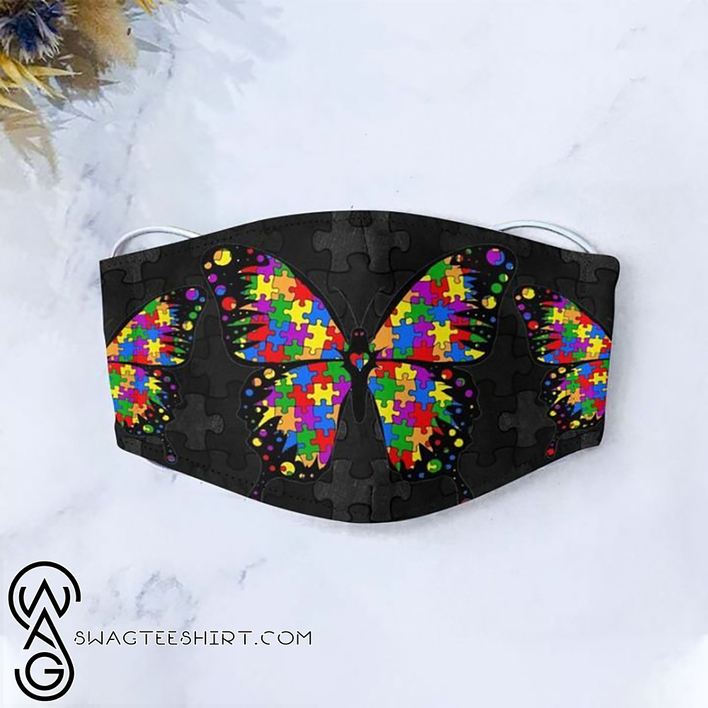 Autism awareness puzzle pieces butterfly anti-dust face mask
