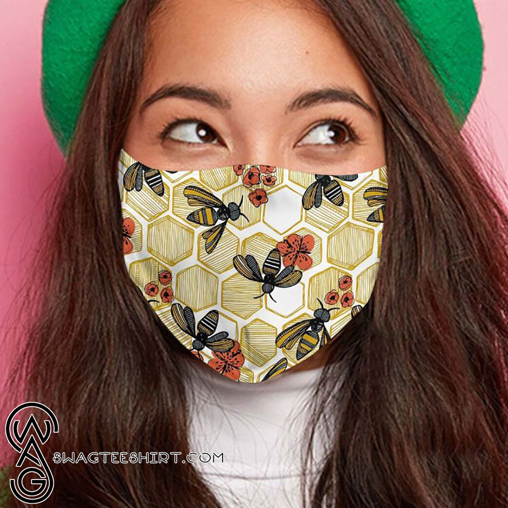 Bee and flower anti-dust cotton face mask